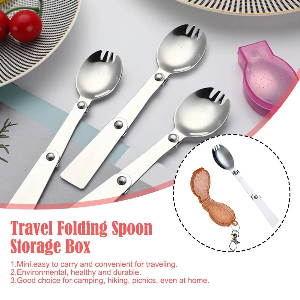 

Outdoor Folding Travel Camping Utensil Stainless Pocket Picnic Light Camping Fork Spoon Small Tableware Spoon Tool Foldable T4X6