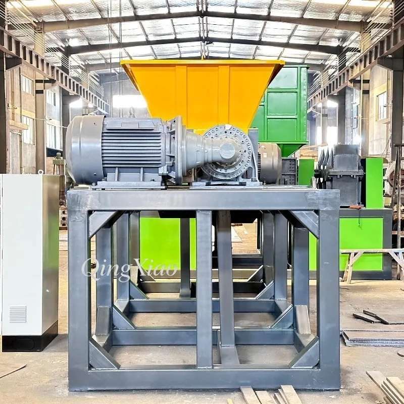 Deposit Heavy Duty Twin Shaft Crusher With Consistent Output For Mixed Solid Waste Metal Wood Pallets Plastic Film Processing