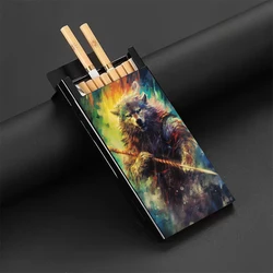 Multi-element Girl, Werewolf, Men's Metal Cigarette Box Suitable for Storing Cigarettes, Moisture-proof Squeeze Metal Box