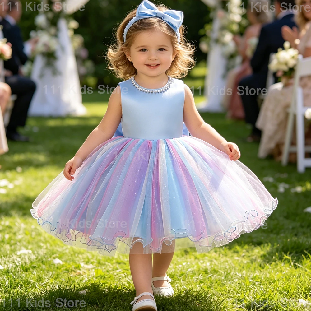

Flower Child Puff Tutu Dress for Weddings Baby Girl Clothes Infant 1st Birthday Party Dress Christmas Costume Princess Dress