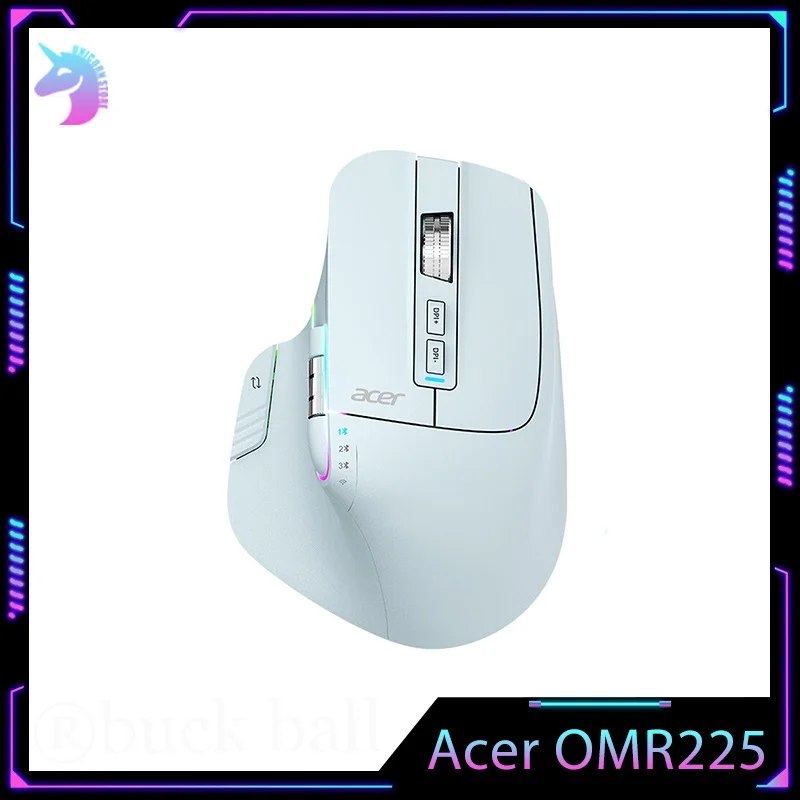 Ratón Gamer Acer Omr225, ratón inalámbrico Bluetooth, ratón ergonómico de doble desplazamiento, programación personalizada, ratones para juegos de 3 modos, ratones de oficina