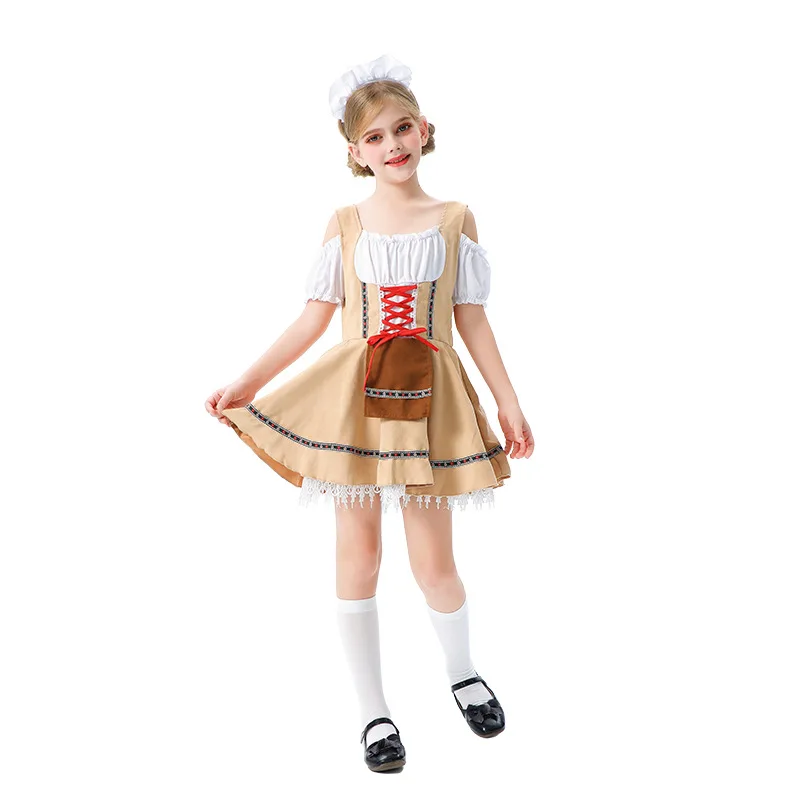 

Children's Day Costume For Girls Maid Cosplay Dress German Oktoberfest Munich Farm And Countryside Style Dress.
