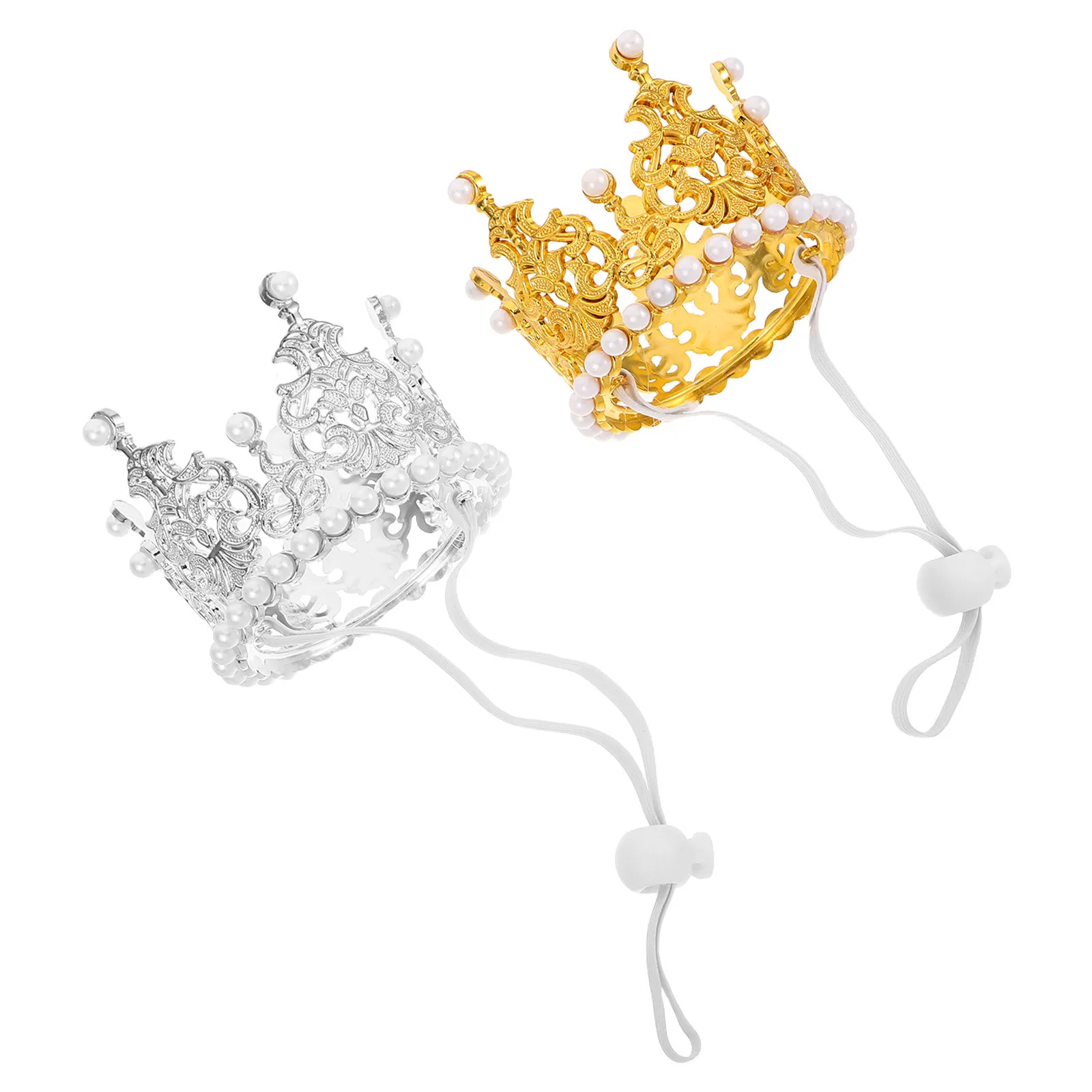 

2Pcs Pet Crown Hat Glitter Birthday Party Headwear for Dogs Cats Adjustable Fit Sparkling Accessory Cat Party Hat