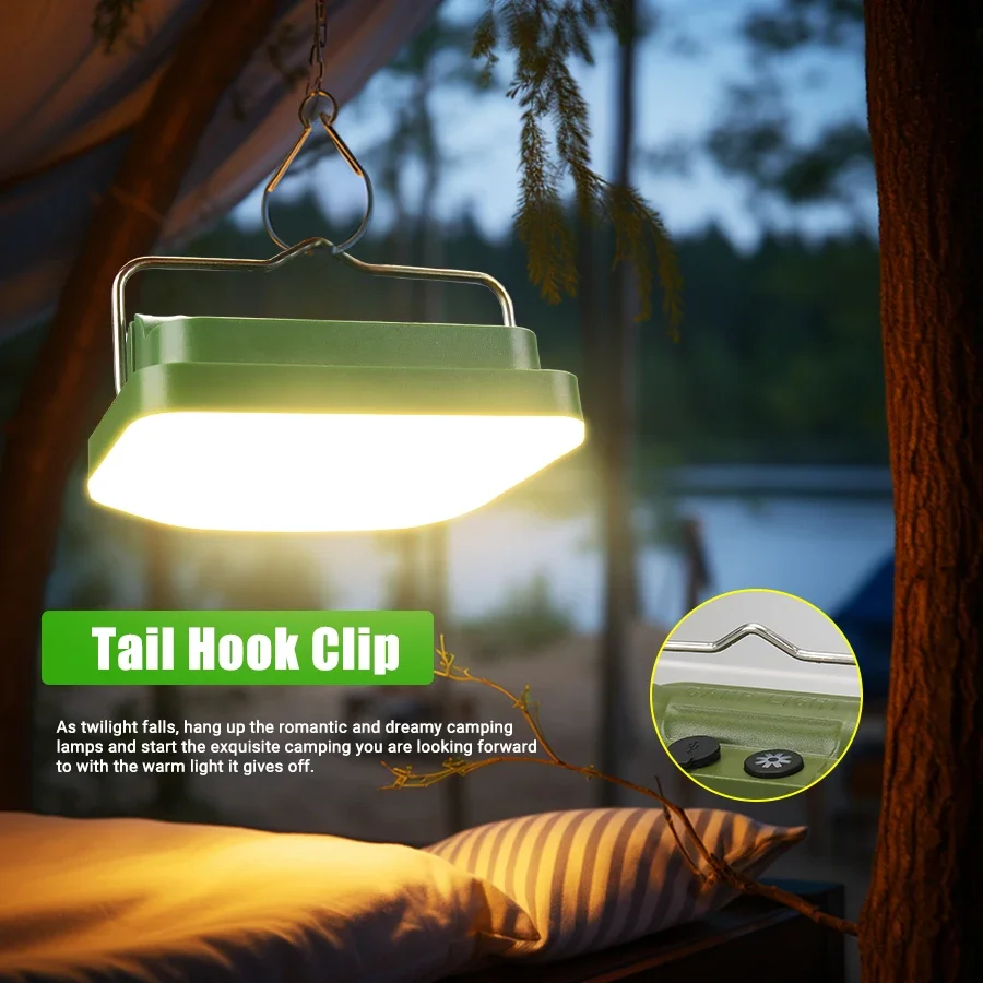 Rechargeable Camping Lamp w/ Hook-7 Light Modes, Outdoor Waterproof, Portable Lantern for Backpacking,Tent Lighting Hiking Trips