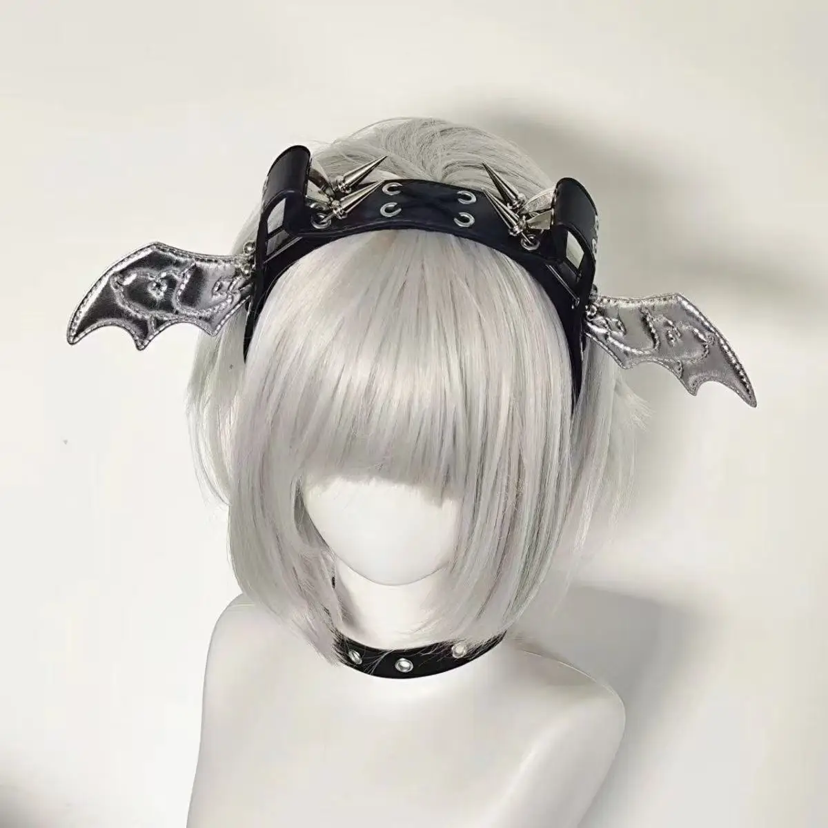 

Субкультура Арчи, ручная работа, повязка на голову Y2K, повязка на голову с крыльями летучей мыши, темный готический головной убор, меховой костюм в стиле панк, реквизит для косплея