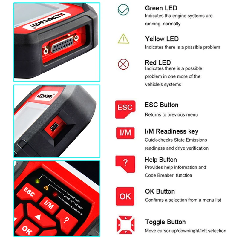 Picture 4: 2026 KONNWEI KW850 Auto Professional Car Battery Diagnostic Tools OBD 2 Check Engine Check Automotive Code Readers OBD2 Scanner