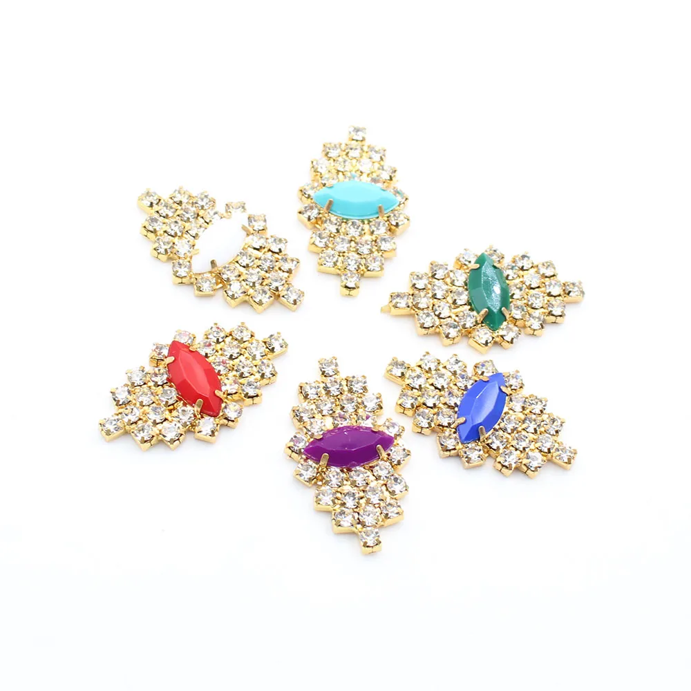 10 pieces of 20 * 35mm bow tie rhinestone clip horse eye flat bottom welding buckle self-adhesive hair accessory clothing Decora
