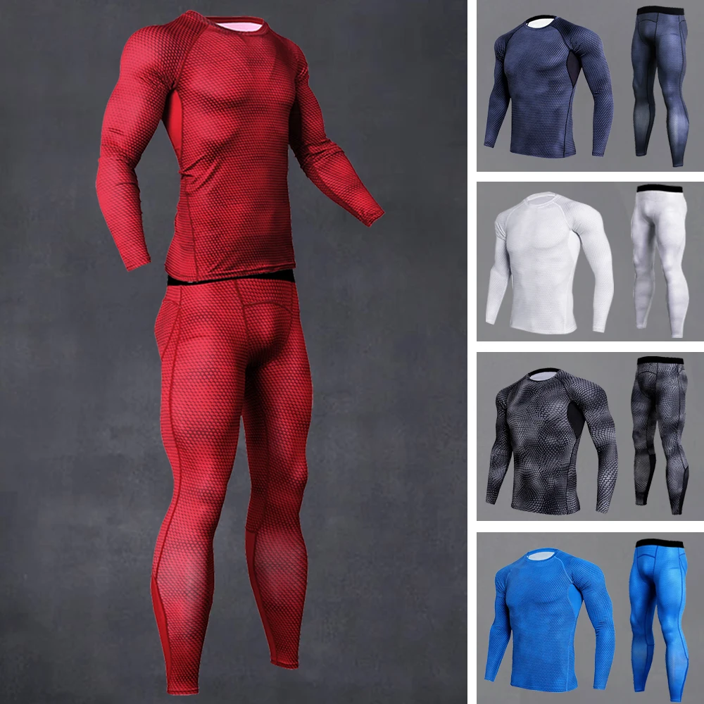 

2019 Mens compression running 3D Sets shirts Basketball jersey survetement football soccer training short skinny Tights leggings