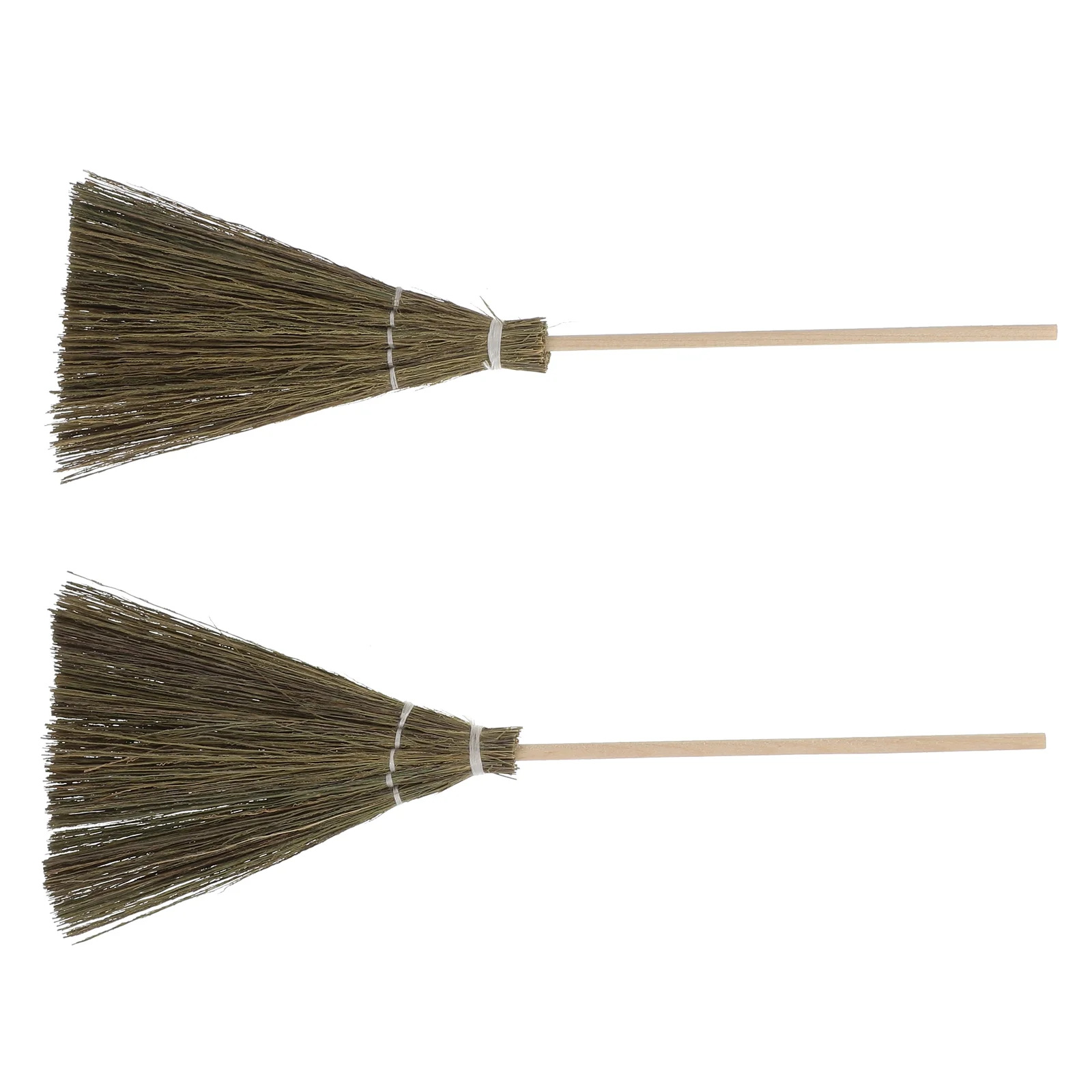 2 Pcs Furniture Broom Model Child Brooms Decor for Home Grass Miniature Models