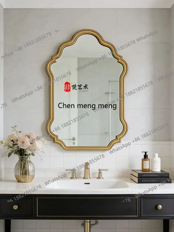 A139French retro bathroom mirror home bedroom bathroom makeup mirror American wall-mounted vanity mirror