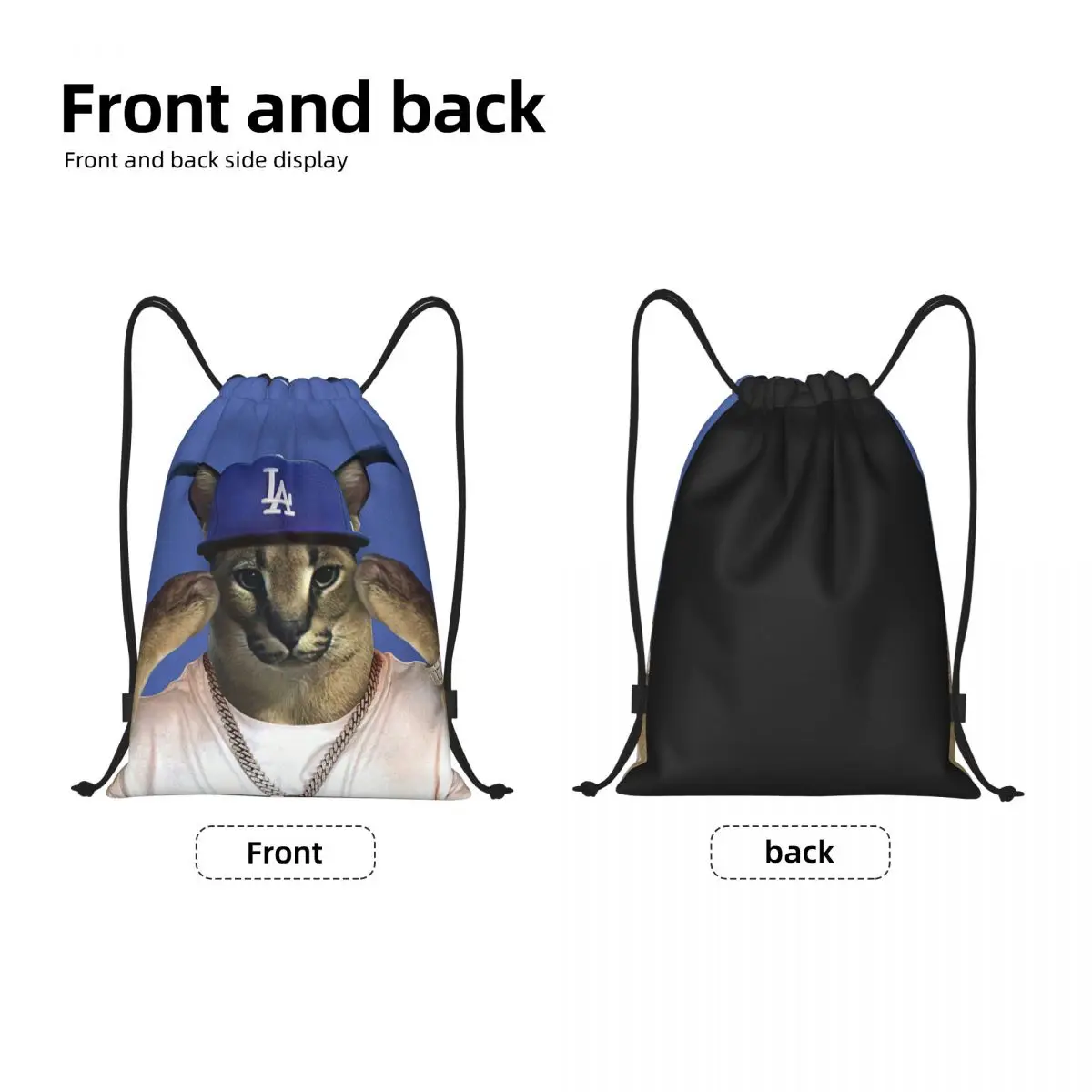 Grote Floppa Rapper Meme Trekkoord Rugzak Sport Gym Tas Voor Vrouwen Mannen Grappig Caracal Kat Winkelen Sackpack