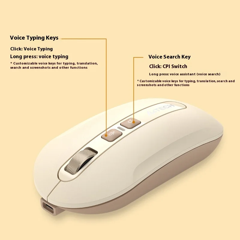 

A4tech Vm20 Smart Wireless Bluetooth Mouse Rechargeable Translation Games Office Multi-Scene Application Feel Comfortable