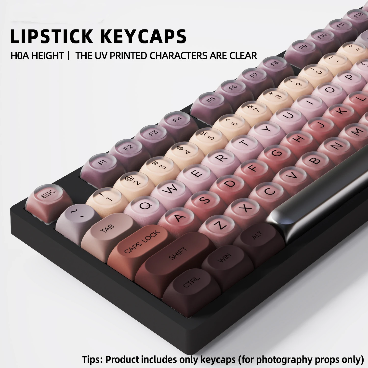 Lipstick Keycaps 132 Keys PBT+PC Material HOA Profile TWO-COLOR Personalized Wooting For CHERRY MX Switch Mechanical Keyboard