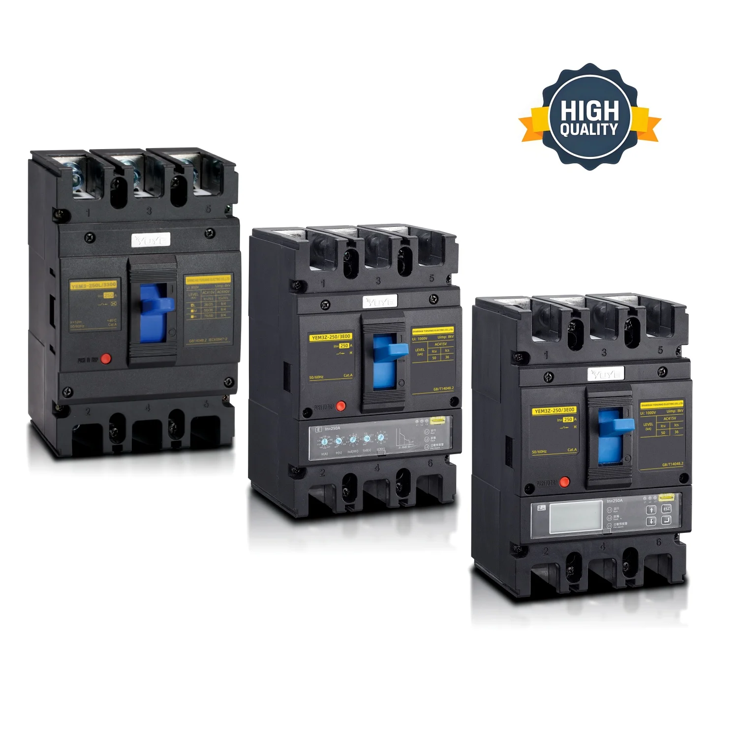 High Quality OEM ODM MCCB Schneider Electrical Molded Case Circuit Breaker Three Poles 63A100A 200A 250A YEM3-250A (MCCB)
