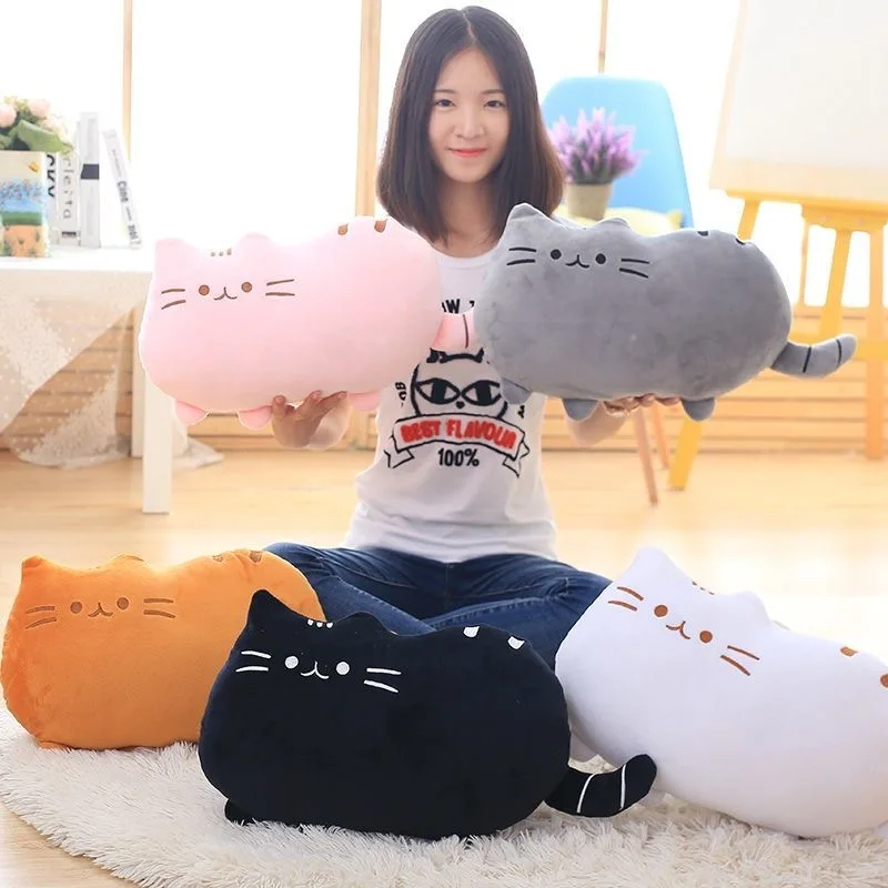 

40*30cm Kawaii Cat Pillow With Zipper Only Skin Without PP Cotton Biscuits Plush Animal Doll Toys Big Cushion Cover Peluche Gift