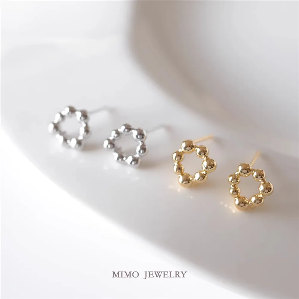 

Copper Plated Real Gold Irregular Ball Ring Work in Progress Earrings DIY Handmade Charm Accessories E039