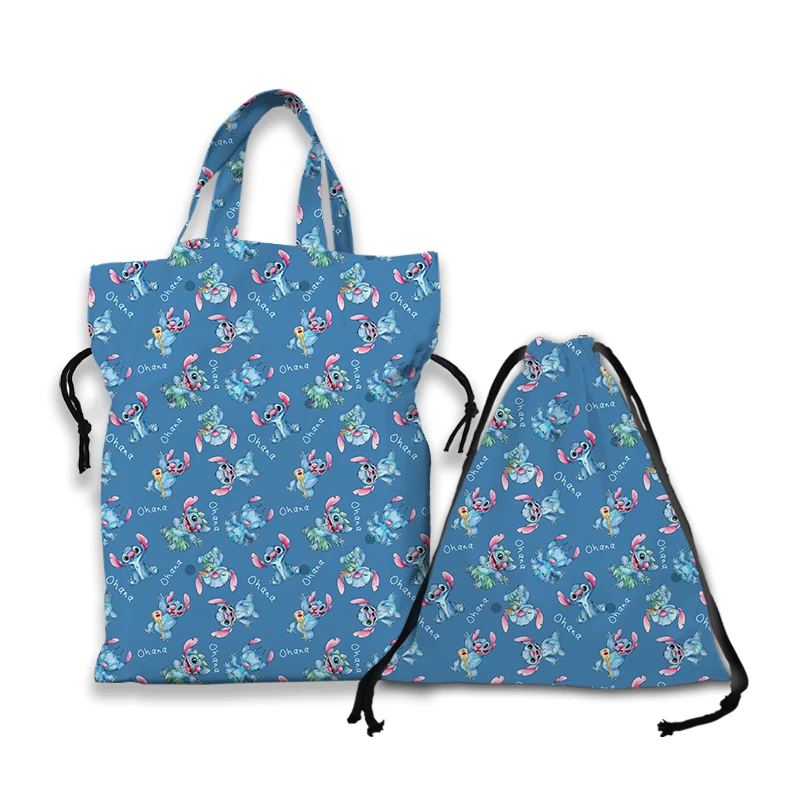 Disney Lilo Stitch Christmas D7642 borse a tracolla Anime borsa con coulisse personalizzata per cartoni animati borsa regalo di stoccaggio Casual