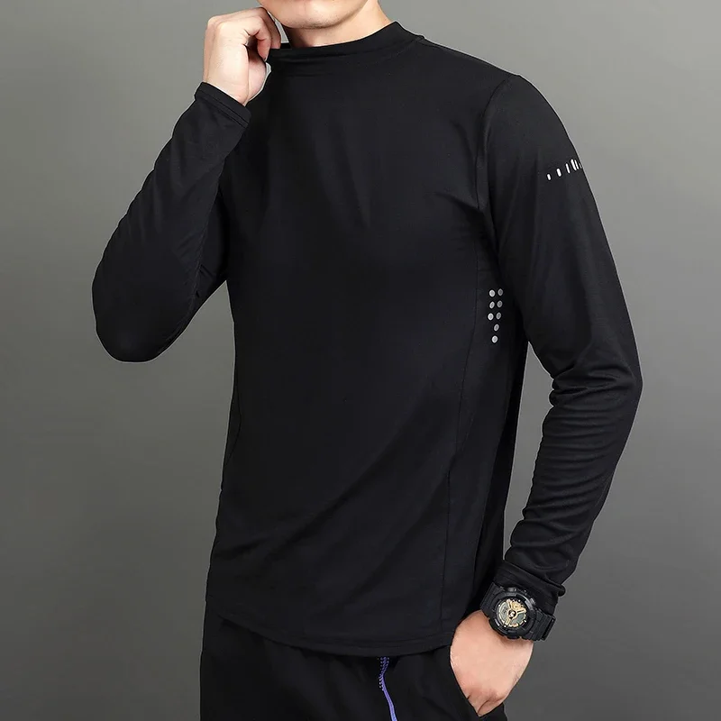 Men Sports Quick Dry Breathable T-shirt Long Sleeve Running Gym Clothing Fitness Compression Shirt Training Track and Field Tops