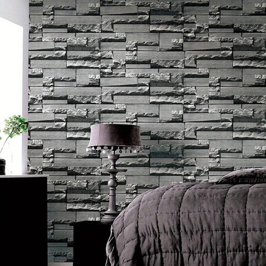 Gray Imitation Brick Pattern Self-adhesive Wallpaper Restaurant Clothing Store Background Wall Gray Brick Wall Sticker