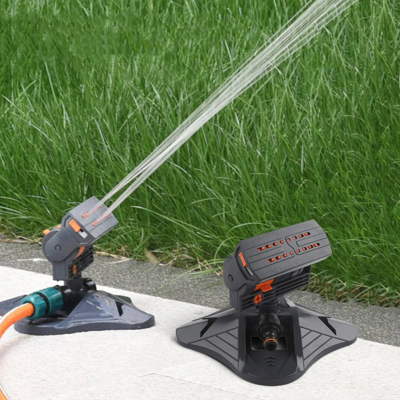 

Oscillating Sprinkler Adjustable Wide Coverage 16-Hole Lawn Sprinkler For Outdoor Yard Garden Grass Irrigation