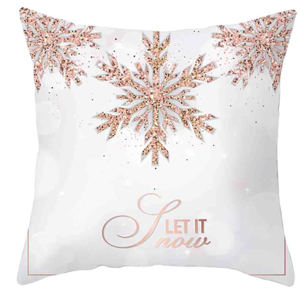 Luxury Golden Christmas Trees Pillows Cover Snowflake Deer Xmas Tree Decor Square Pillowcase New Year Sofa Home Cushion Cover