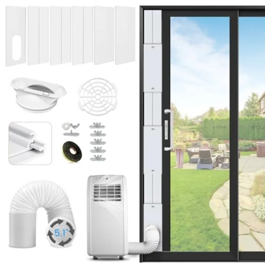 

Portable AC Window Vent Kit with Exhaust Hose - 5.1" Diameter 78" Long, Fits LG Whynter Haier 99% Portable Air Conditioners, Ad