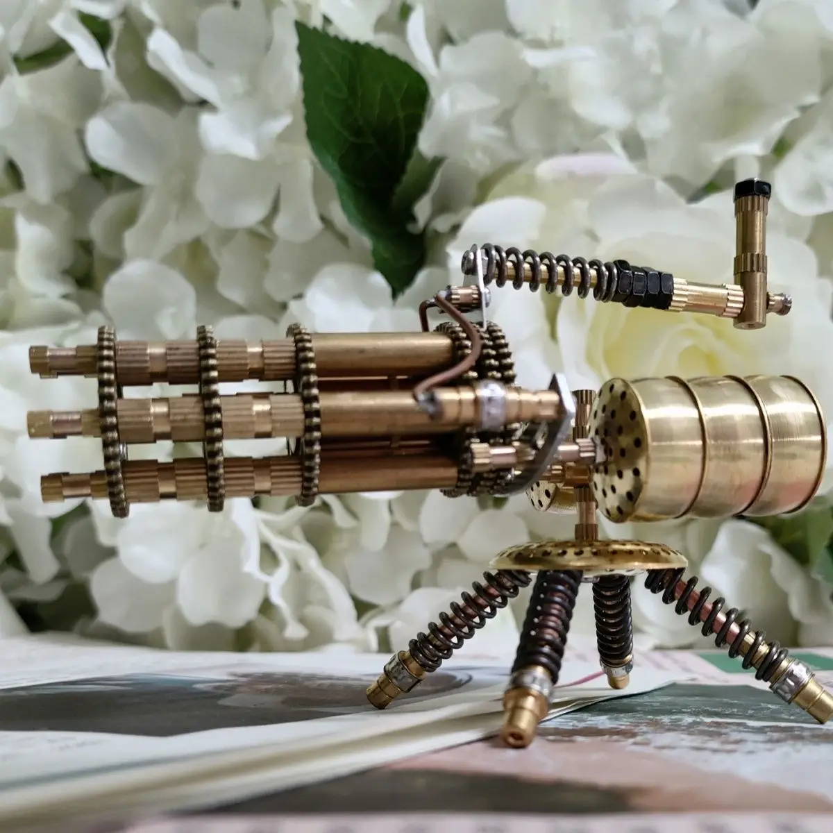 

Steampunk mechanical Gatling can be rotated pure production crafts creative ornaments bookcase decoration collection