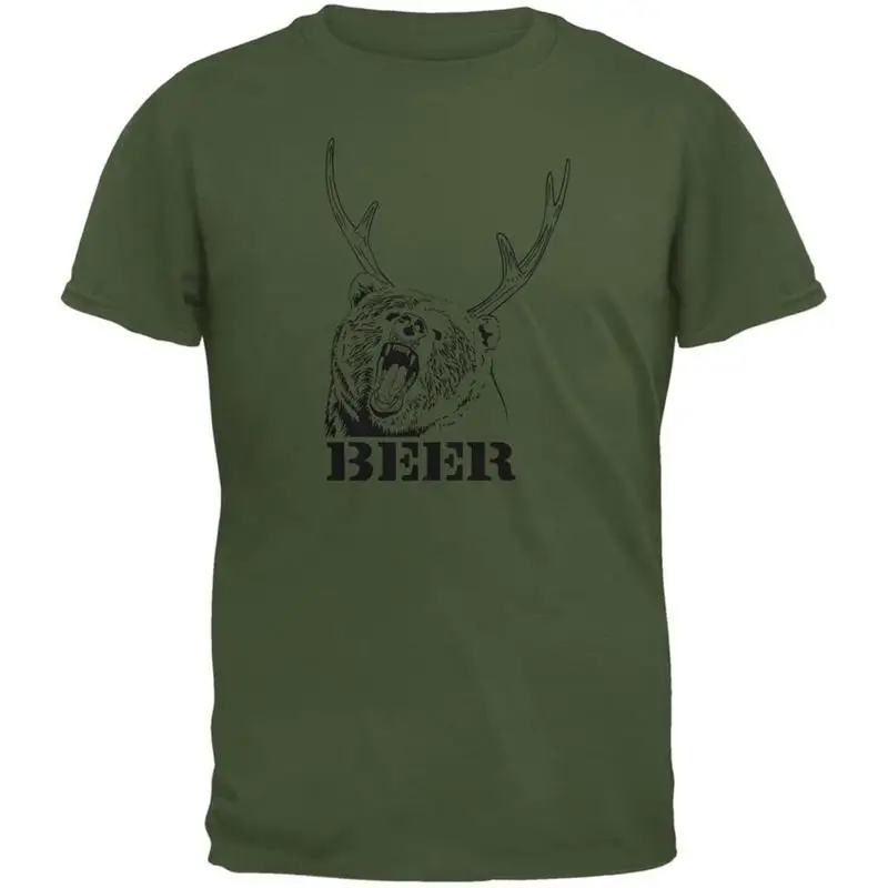 

Зеленая футболка в стиле милитари Bear Plus Deer Equals Beer для взрослых