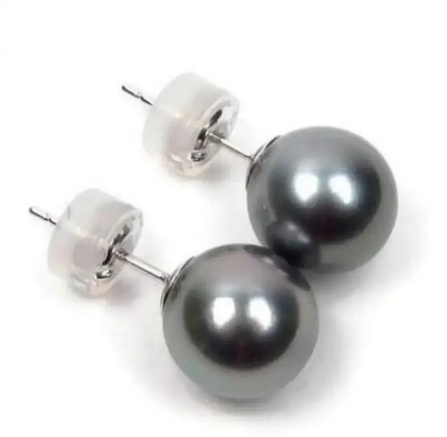 Fashion jewelry   noble jewelry gorgeous pair of 10-11mm tahitian black green pearl earring