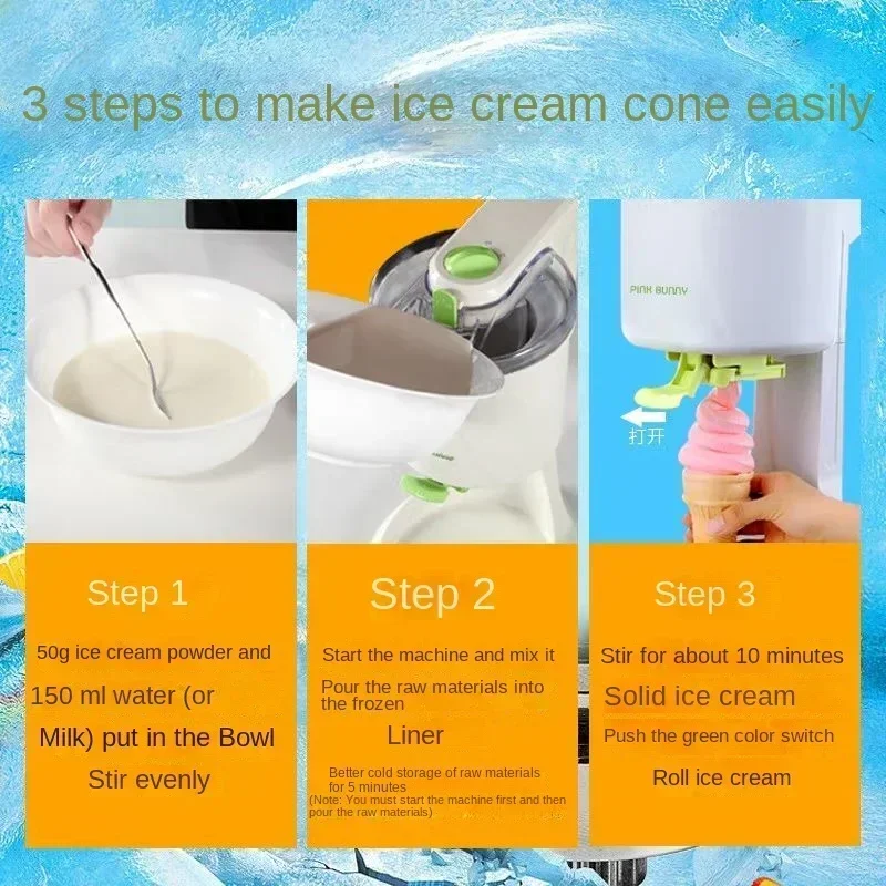 Pink Bunny Ice Cream Home Ice Cream Fully Automatic Desktop Homemade Cone Yogurt Machine factory price