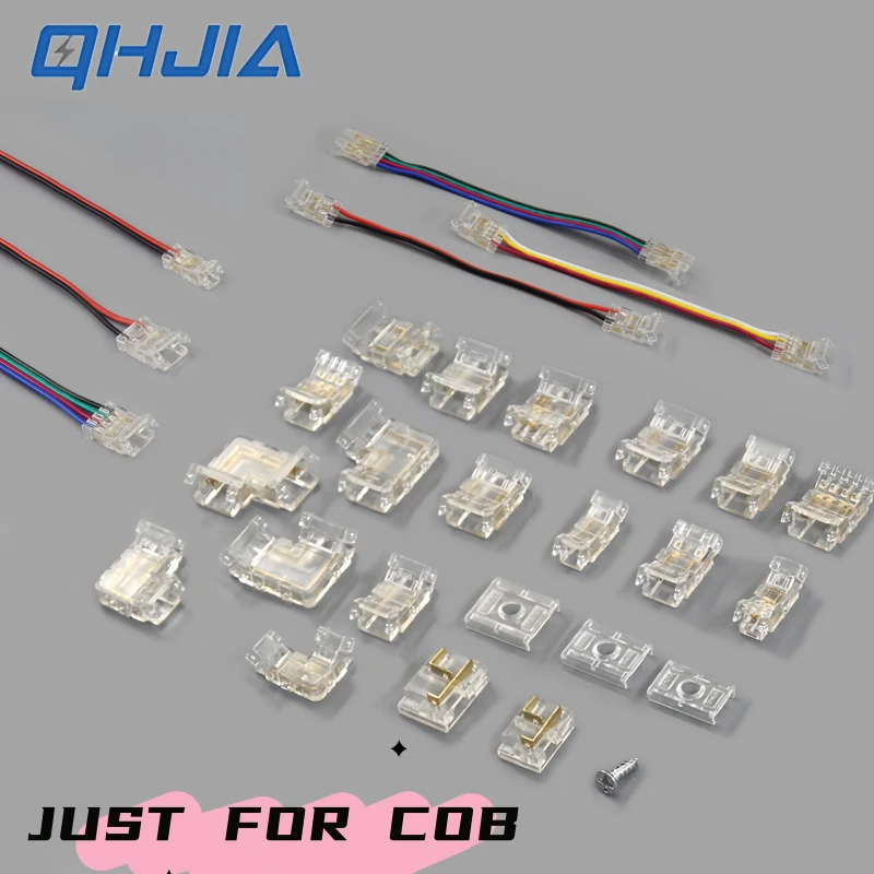 Easy Installation 2/3/4 Pin LED Strip Connector, 90 Degree Corner & Straight Kit, for 5/8/10mm COB Light Strips