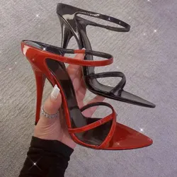 One line fashion high heels simple women's outdoor banquet sandals women's plus size women's shoes
