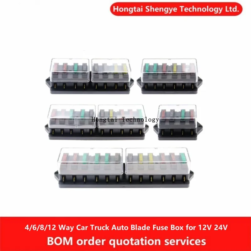 4/6/8/12 Way Car Fuse Box Car Fuse Holder Car Truck Auto Blade Fuse Box with 4/6/8/12 Fuses for 12V 24V ATO Standard Circuit