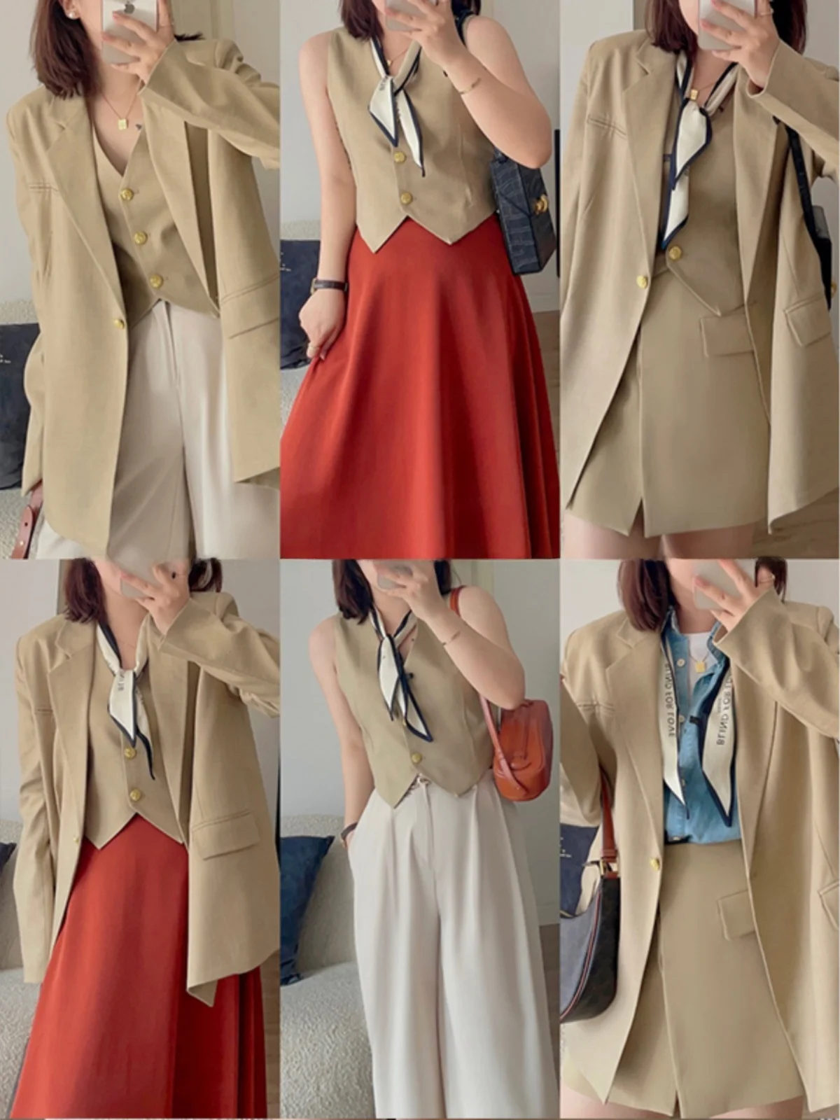 

Ele Commuter Sle Vest Suit Set by Robin Small Size Premium Quali Faionable V-Ne Long Sve Button up Pure Color