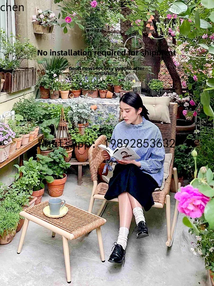 recliner adult balcony home leisure rattan chair rattan outdoor rocking chair