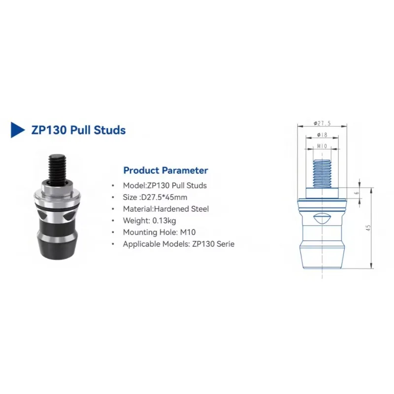 Pneumatic Zero Point Clamp Series ZP130 Pull Studs