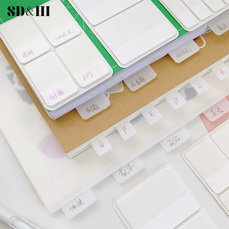 1set 40/80/160 Pages Frosted Simple Pure White Index Stickers Transparent Label Stickers DIY Sticky Notes Office School Supplies