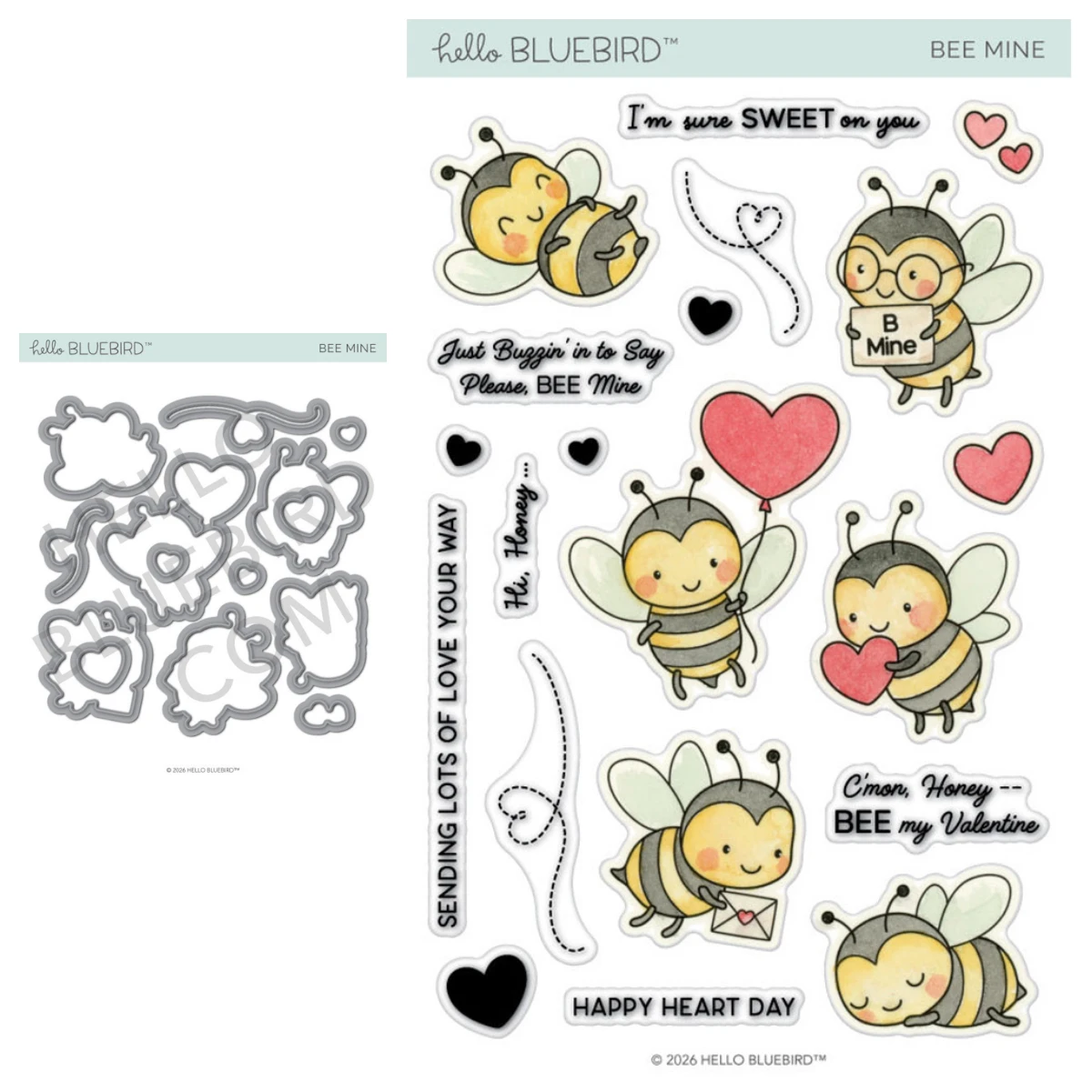

Hello Bluebird 2026 January New Valentine's Dies Cut Bee Mine Metal Cutting Dies Stamps Set DIY Scrapbooking Card Molds Handmade