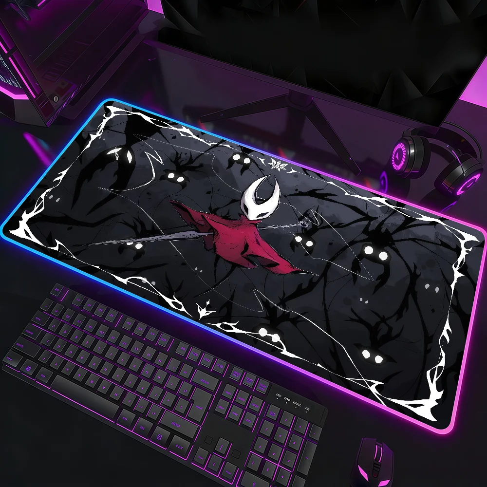 

HD Printing Cool Hollow Knight Silksong Mouse Pad RGB Led Gaming Bedroom Office Desk Non-Slip Mat Waterproof Large