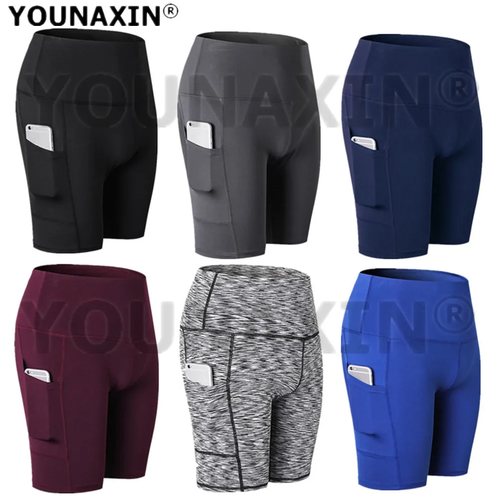 

Women High Waist Yoga Shorts Pockets Jogging Skinny Stretch Outdoor Running Workout Sports Leggings Pants Quick Dry S M L XL 2XL