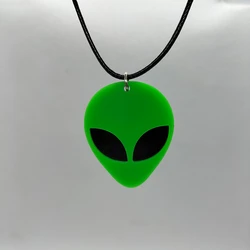 Yungqi Alien Mask Shape Arcylic Charms Pendant Necklaces for Women Girl Minimalist Rope Chain Choker Necklace Jewelry Collier