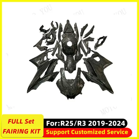 오토바이 ABS 풀 페어링 키트 YZF R25 R3 2019 2020 2021 2022 2023 2024 차체 페어링 세트 탄소 섬유