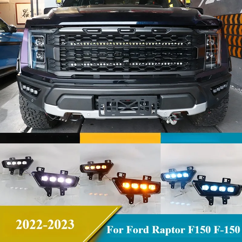 

For Ford Raptor F150 F-150 2022-2023 Daytime Running Light Dynamic Steering Signal Lamp Modification Front Fog Light Assembly