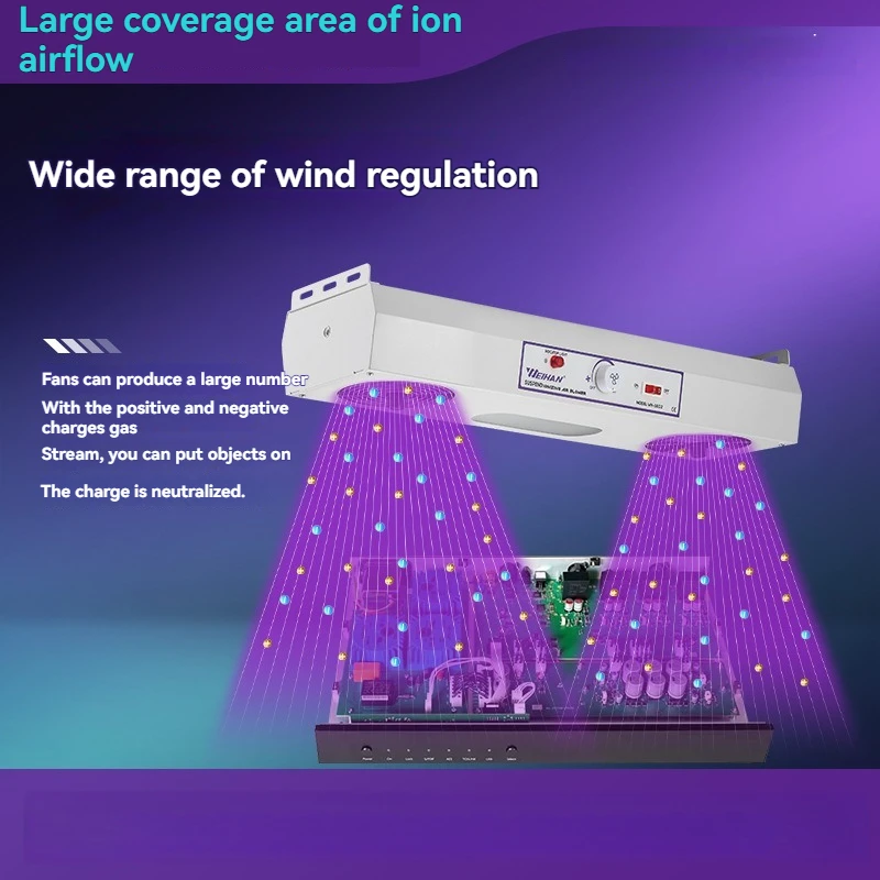 مروحة أيون مزدوجة الرأس معلقة، معدات إزالة الغبار الكهروستاتيكية متعددة الرؤوس، مروحة التأين، مروحة صناعية مزدوجة، معدات مضادة للكهرباء الساكنة