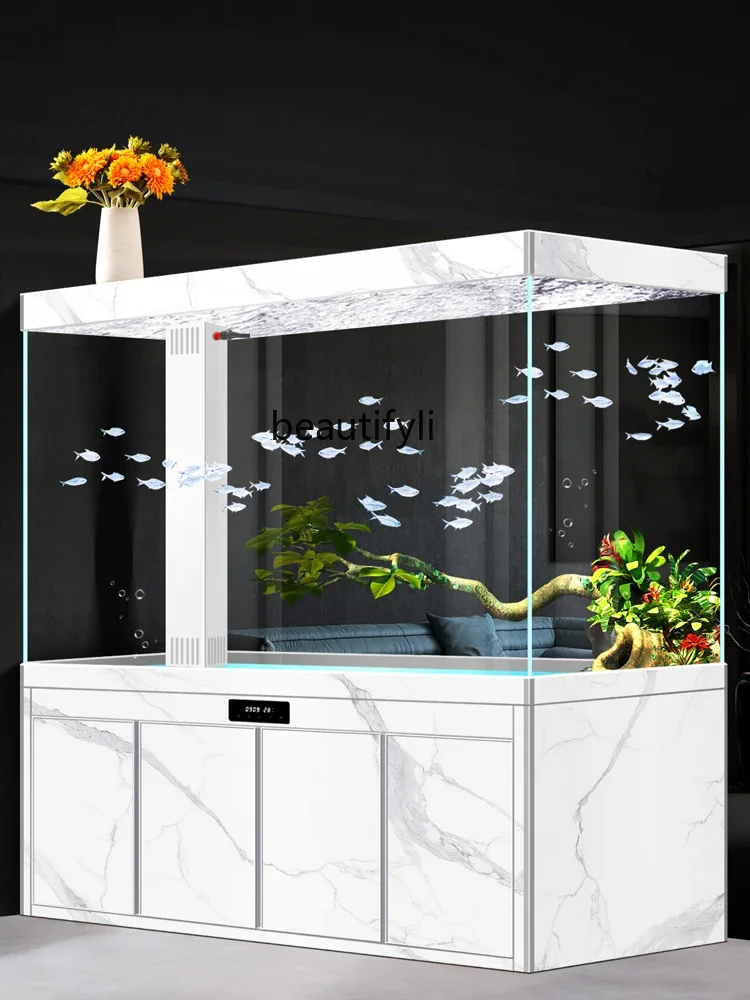 

Medium and Large Dragon Fish Tank Super White Glass Ecological Aquarium Partition Integrated Bottom Filter