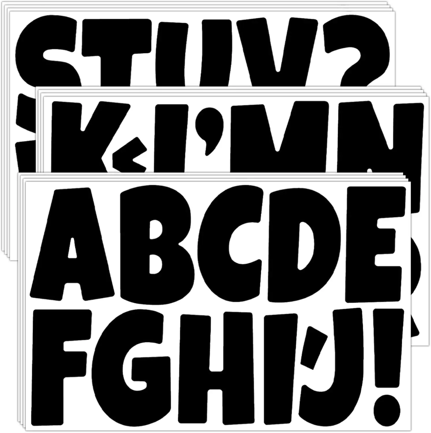 144Pcs 3 Inch Black Letter Stickers, 12 Sheets Self‑Adhesive Large Alphabet Stickers for Bulletin Board, Poster, Mailbox, Signs