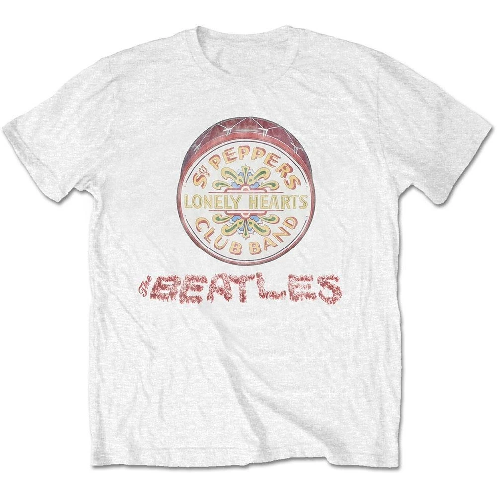 Camiseta de algodón con estampado de batería de The Beatles Sgt Pepper, ropa de calle de rock psicodélico de los años 60, camiseta de manga corta con cuello redondo unisex