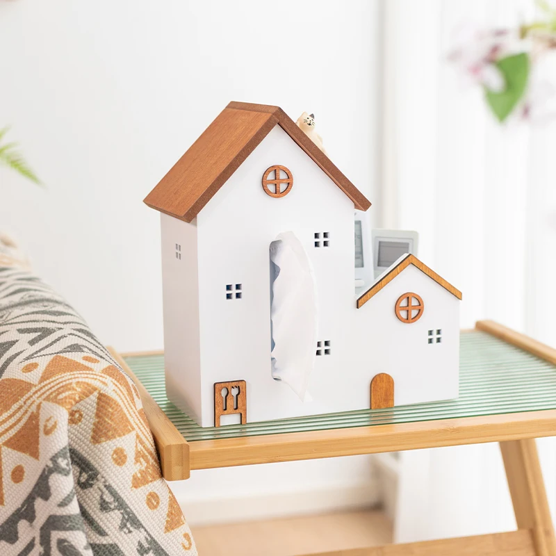 

Solid Wood Creative Tissue Box Multifunctional Remote Control Holder Living Room Desktop Paper Dispenser High-End Home Organizer
