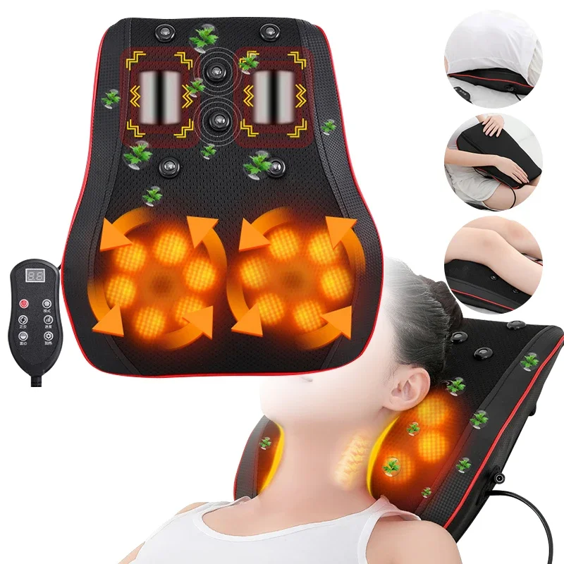 Electric Shiatsu Neck and Cervical Massage Cushion Heating Vibrating Waist Back Instrument Car Shoulder Neck Kneading Pillow New