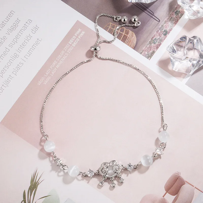 Опаловый браслет с замком мира, женская мода, ретро-мода, универсальный темпераментный браслет Ins Push-pull